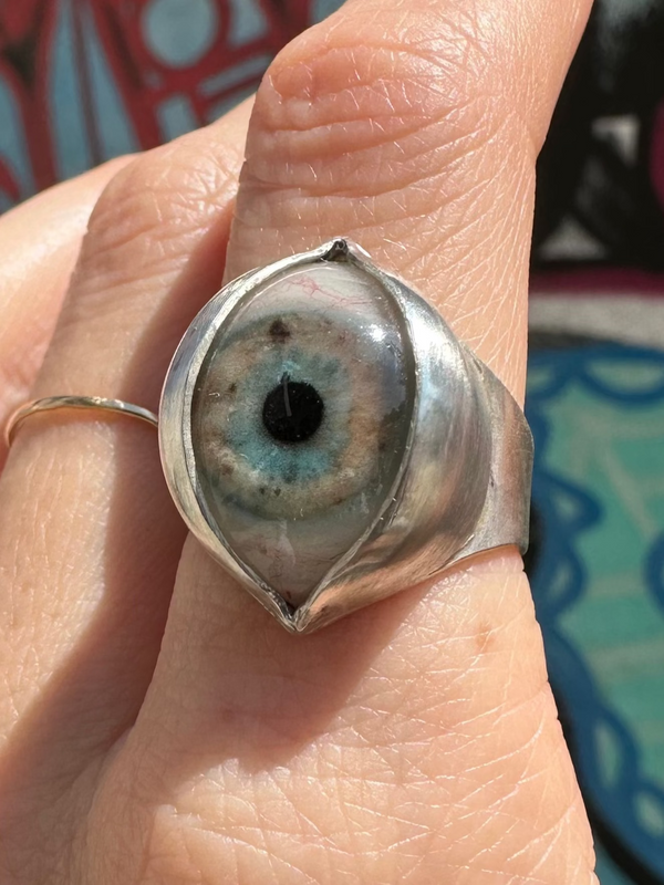 Handmade Painted Eye Ring - sz 7