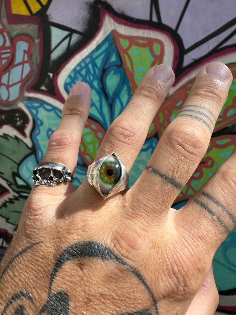 Handmade Painted Eye Ring - sz 10.75