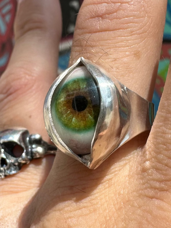 Handmade Painted Eye Ring - sz 10.75