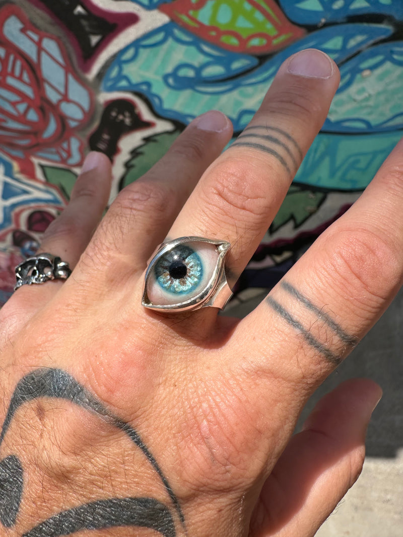 Handmade Painted Eye Ring - sz 12
