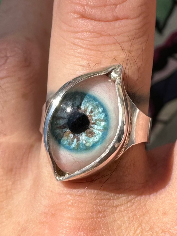 Handmade Painted Eye Ring - sz 12