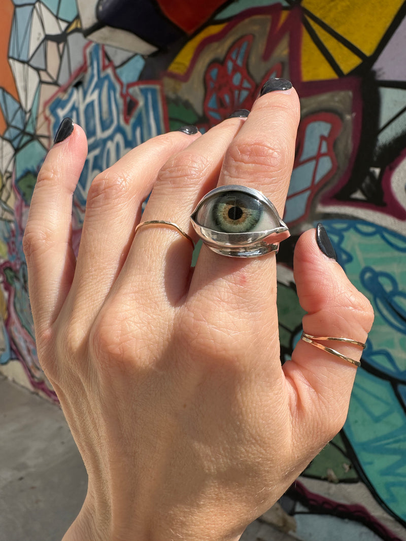 Handmade Painted Eye Ring - sz 6.75