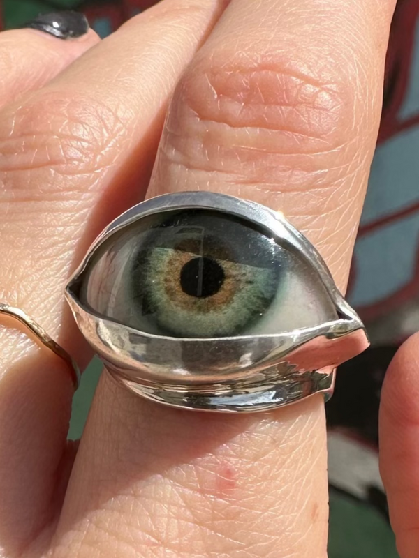 Handmade Painted Eye Ring - sz 6.75