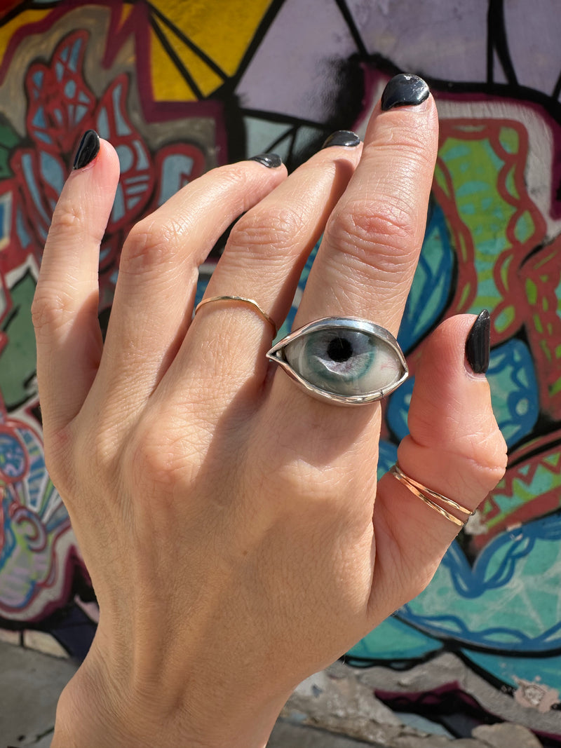 Handmade Painted Eye Ring - sz 7