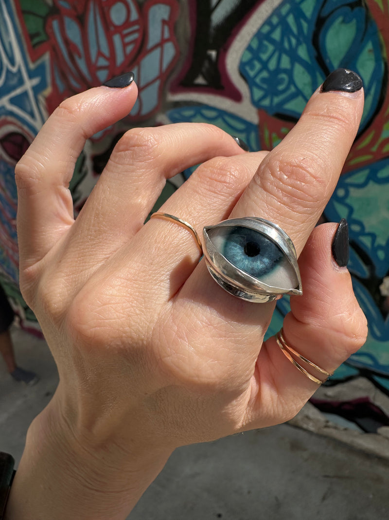 Handmade Painted Eye Ring -sz 8.25