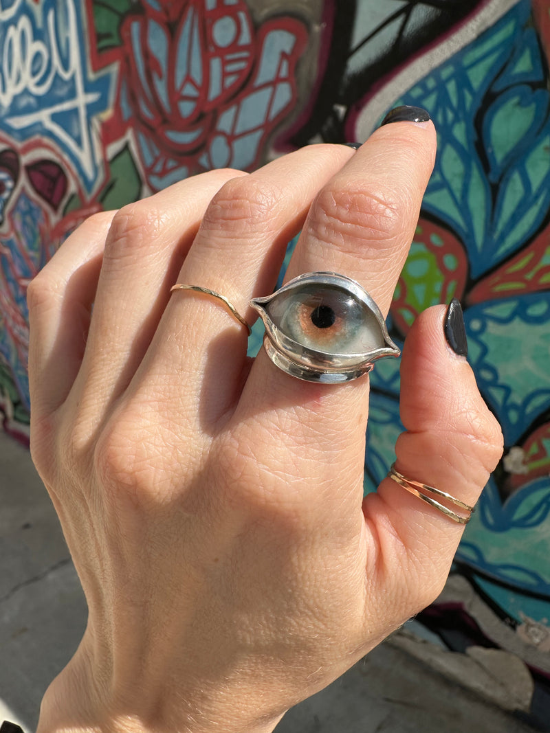 Handmade Painted Eye Ring - sz 6.25