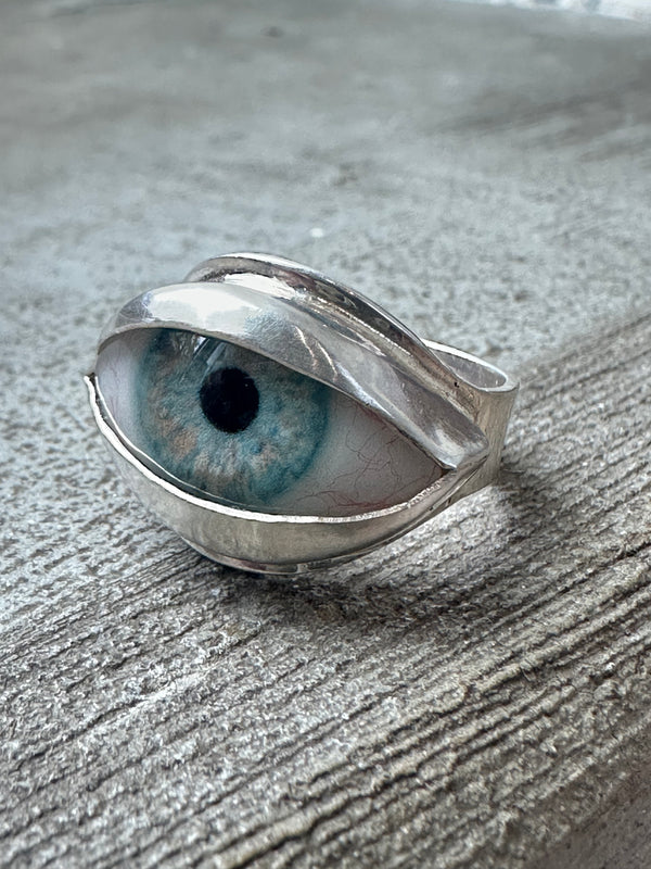 Handmade Hand Painted Eye Ring - sz 7.5