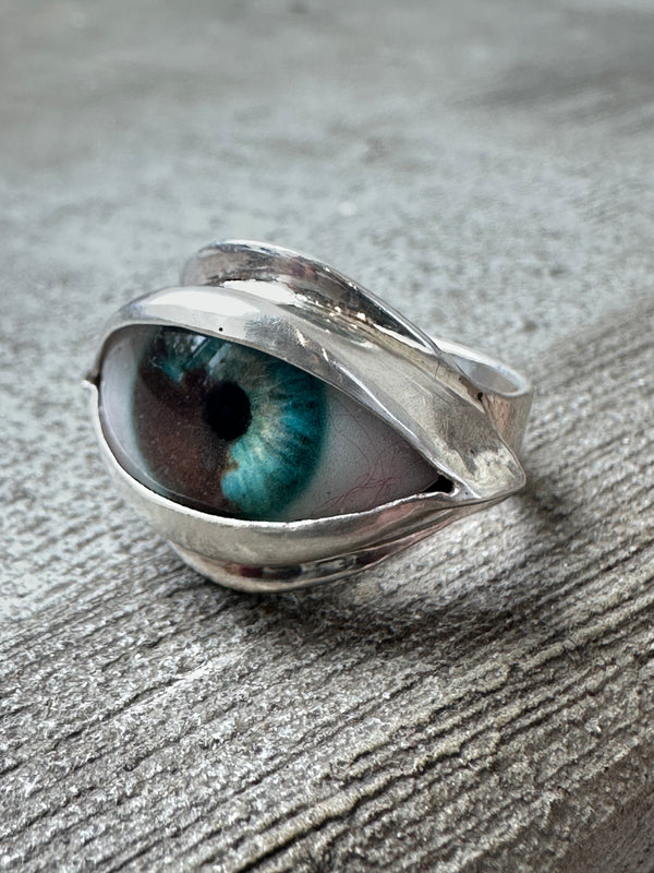 Handmade Hand Painted Eye Ring - sz 7.75