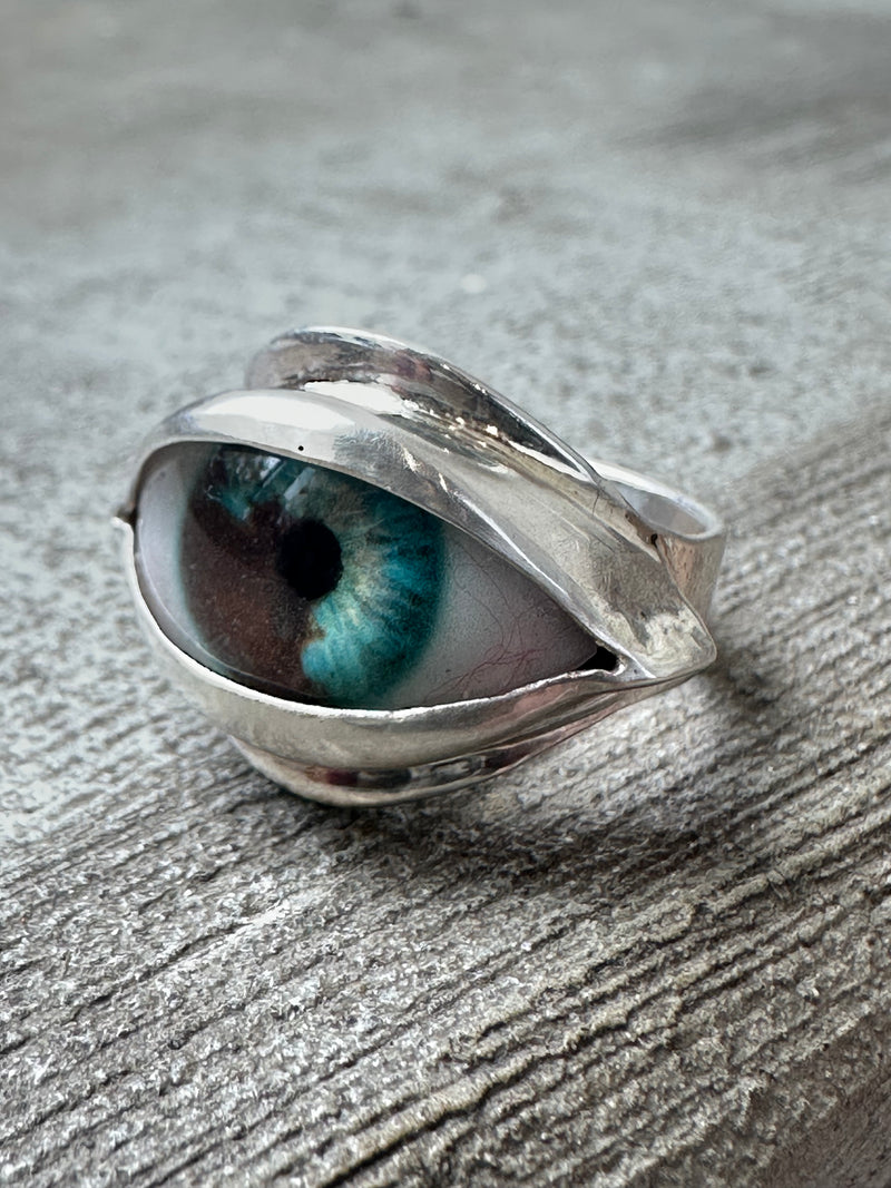 Handmade Hand Painted Eye Ring - sz 7.75