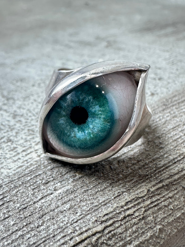 Handmade Hand Painted Eye Ring - sz 10.25