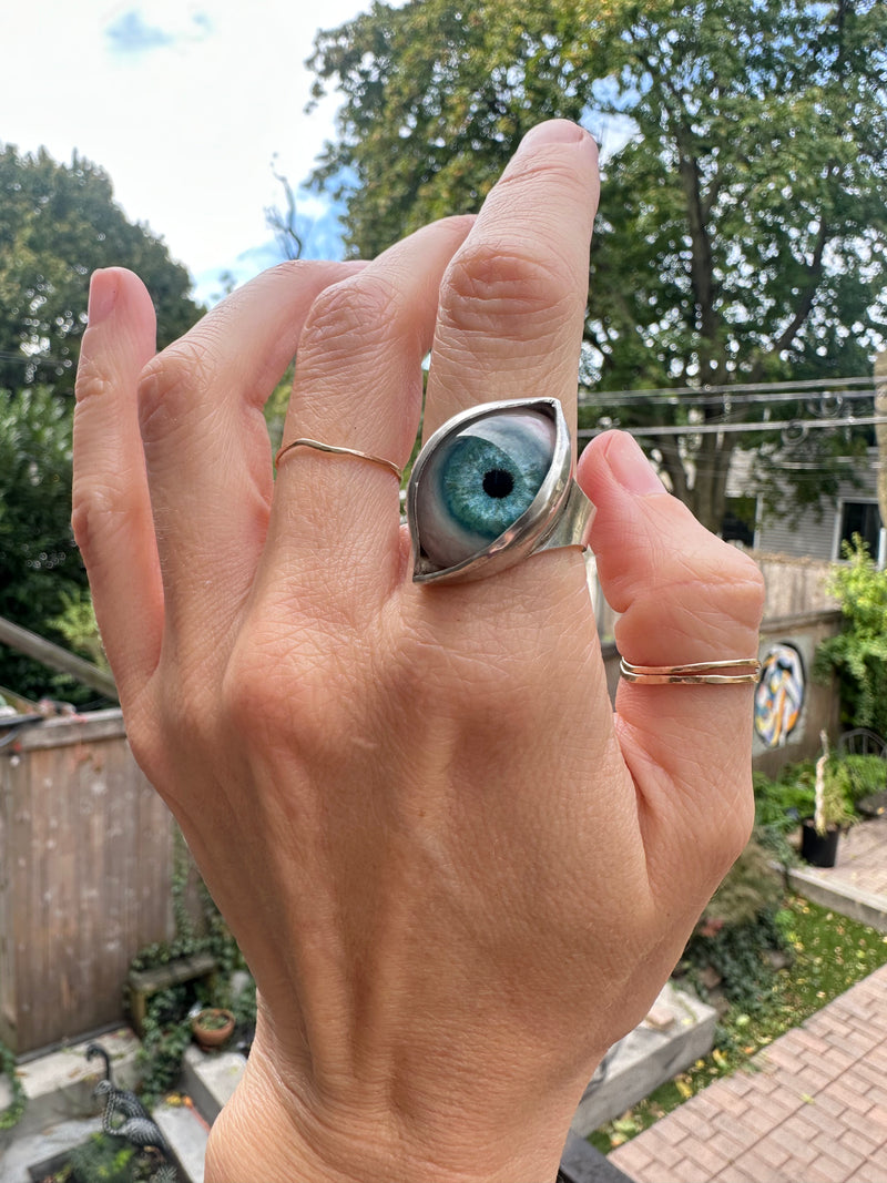 Handmade Hand Painted Eye Ring - sz 10.25