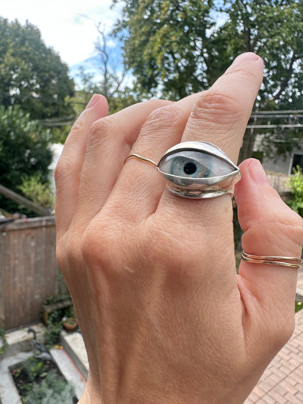 Handmade Hand Painted Eye Ring - sz 7.5