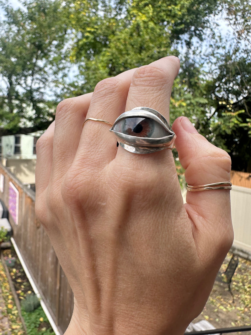 Handmade Hand Painted Eye Ring - sz 10