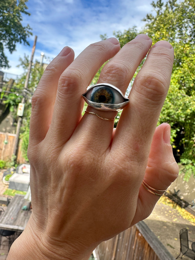 Handmade Hand Painted Eye Ring - sz 5.5