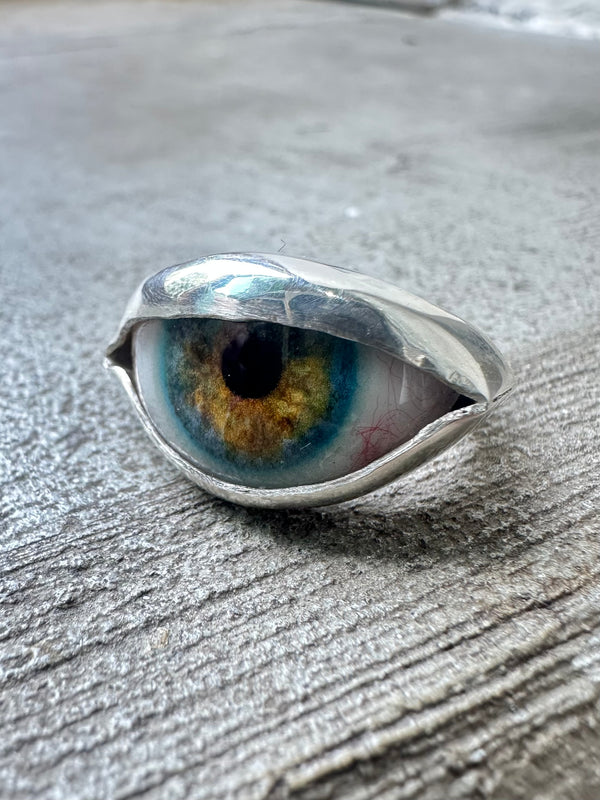 Handmade Hand Painted Eye Ring - sz 5.5