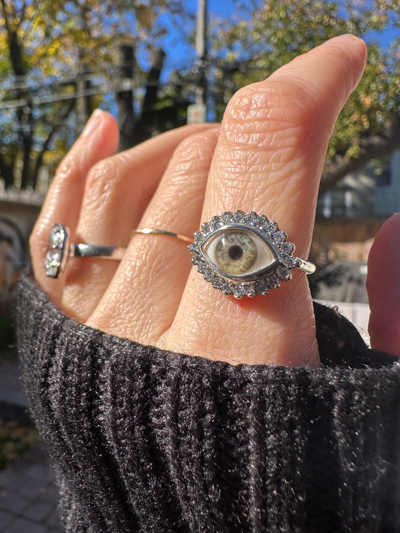 Mini Eye Ring with Moissanite Halo - 6.5