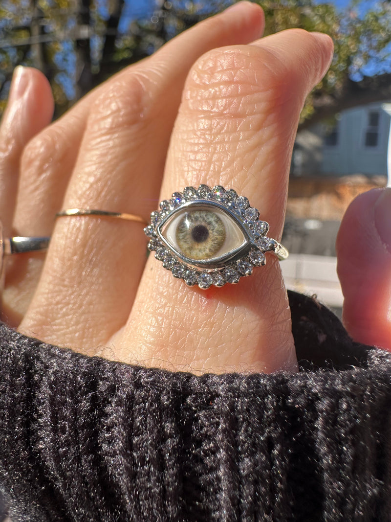 Mini Eye Ring with Moissanite Halo - 6.5