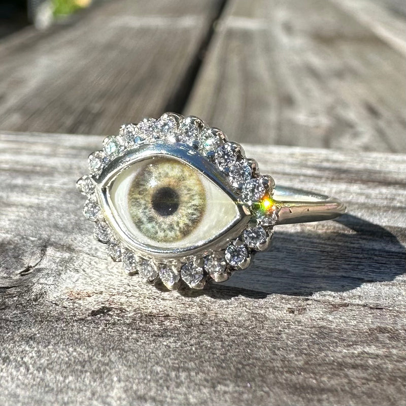 Mini Eye Ring with Moissanite Halo - 6.5