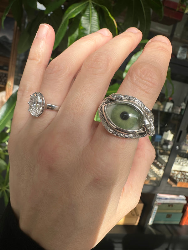 Ojo De Medusa Hand Painted Eye Ring - sz 6.75