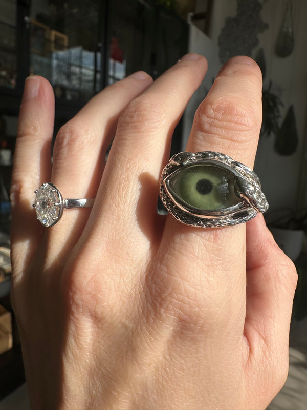 Ojo De Medusa Hand Painted Eye Ring - sz 6.75