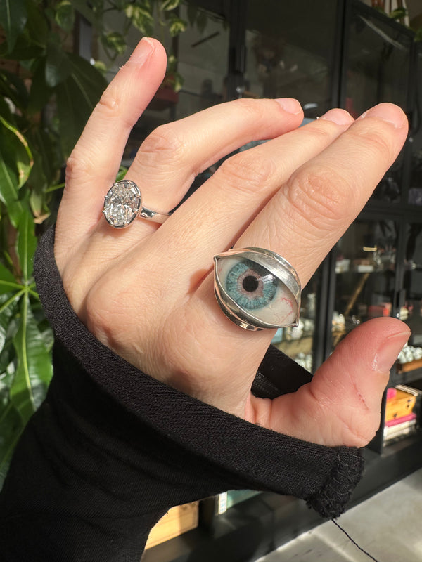 Handmade Hand Painted Eye Ring - sz 9