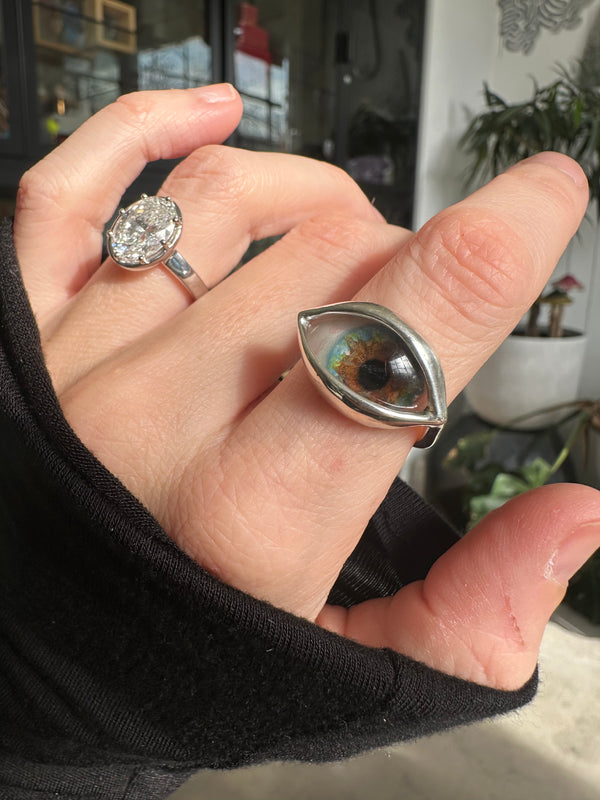 DALI Hand Painted Eye Ring - sz 6.25
