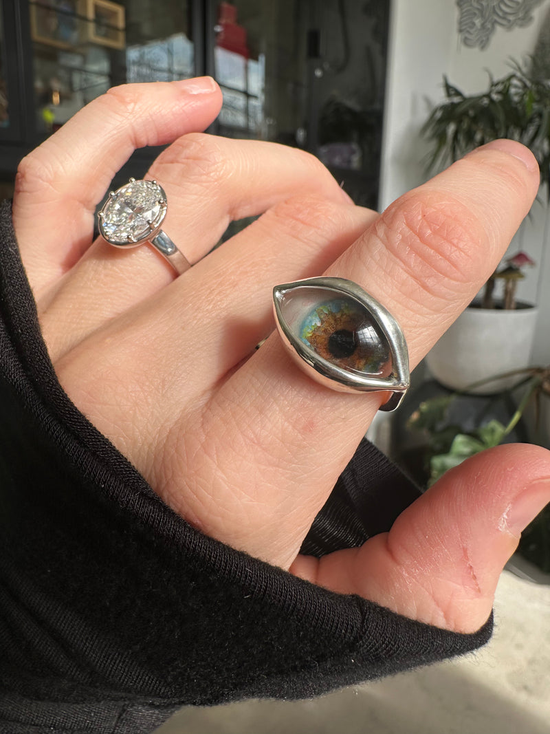 DALI Hand Painted Eye Ring - sz 6.25