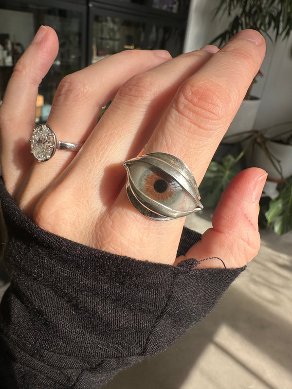 Handmade Hand Painted Eye Ring - sz 10.5