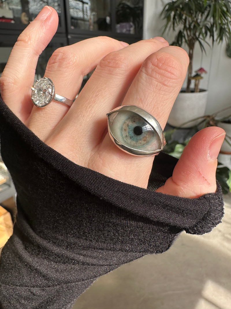 Handmade Hand Painted Eye Ring - sz 11.5