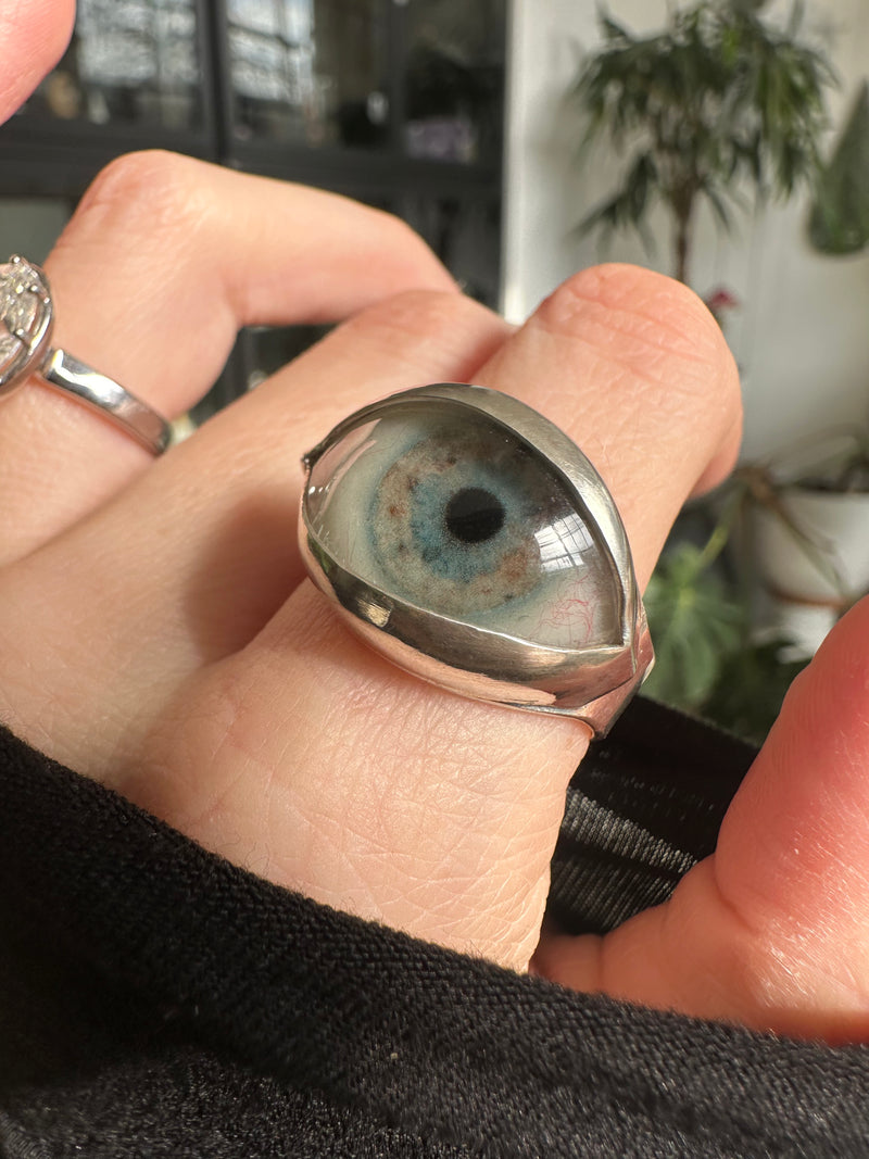 Handmade Hand Painted Eye Ring - sz 11.5
