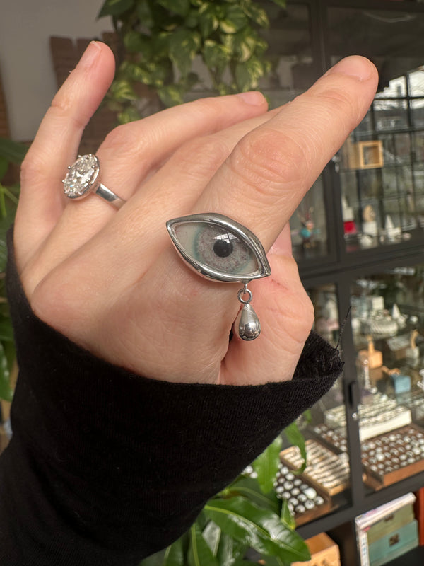 DALI CRYING Hand Painted Eye Ring - sz 5.5