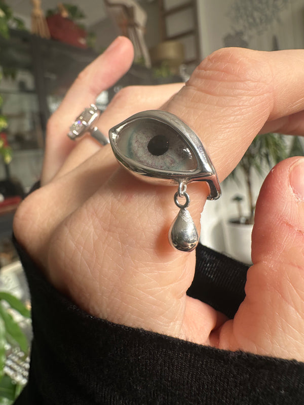 DALI CRYING Hand Painted Eye Ring - sz 5.5