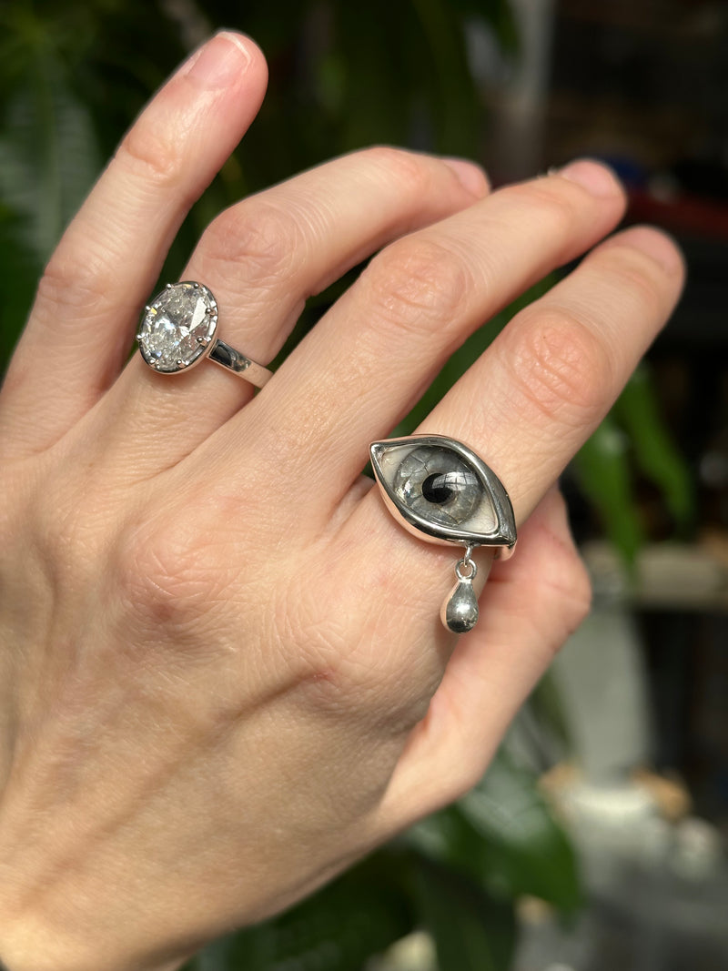 DALI CRYING Hand Painted Eye Ring - sz 5.25