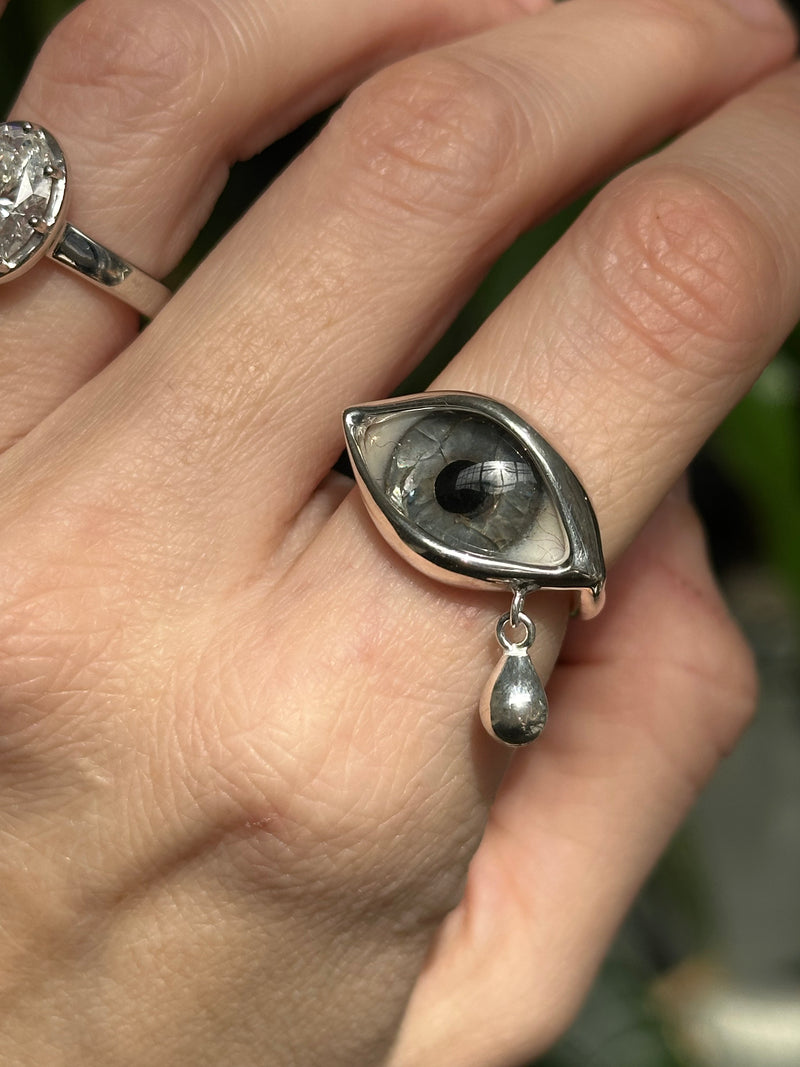 DALI CRYING Hand Painted Eye Ring - sz 5.25