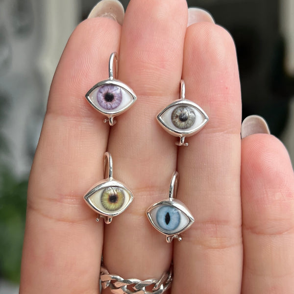 Blue Hazel Mini Silver Hanging Eye Earring