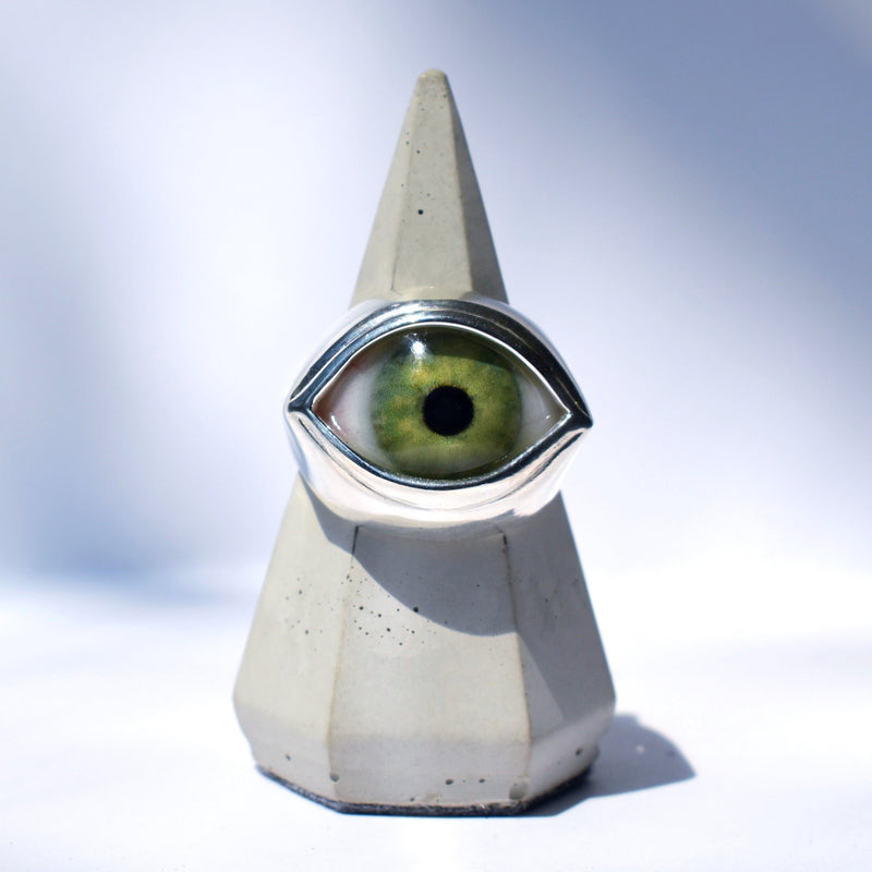 Light Green Silver Classic Eye Ring