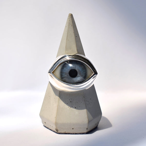 Blue Silver Classic Eye Ring