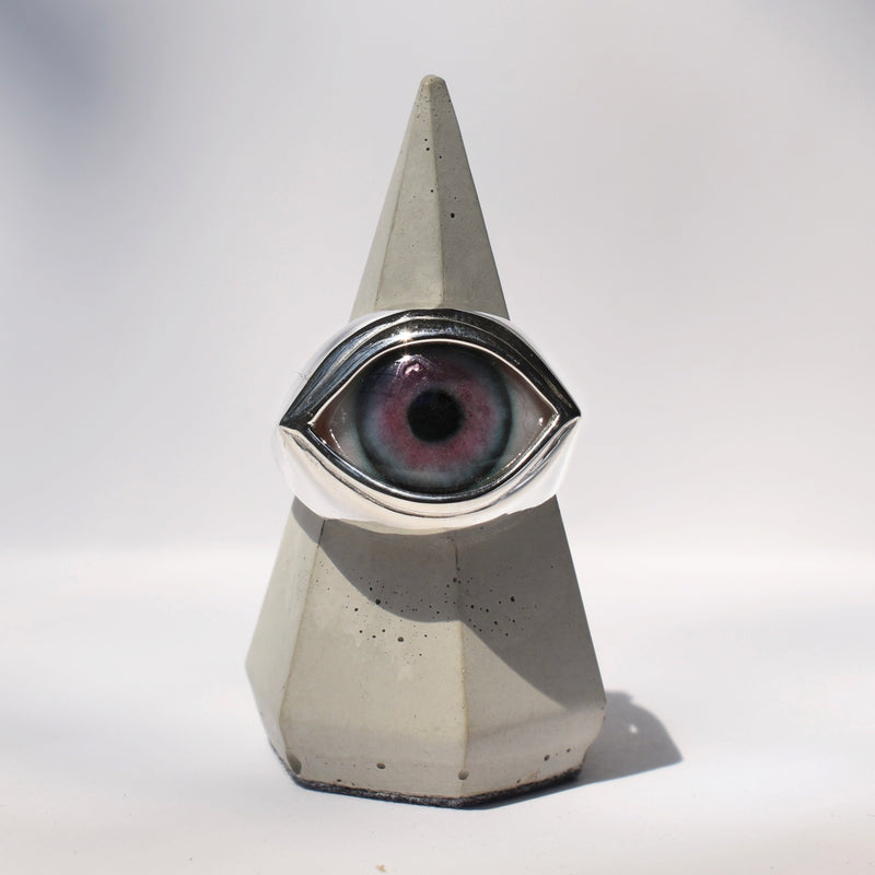Pink Silver Classic Eye Ring