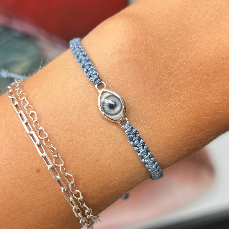 Blue Mini Eye Threaded Bracelet