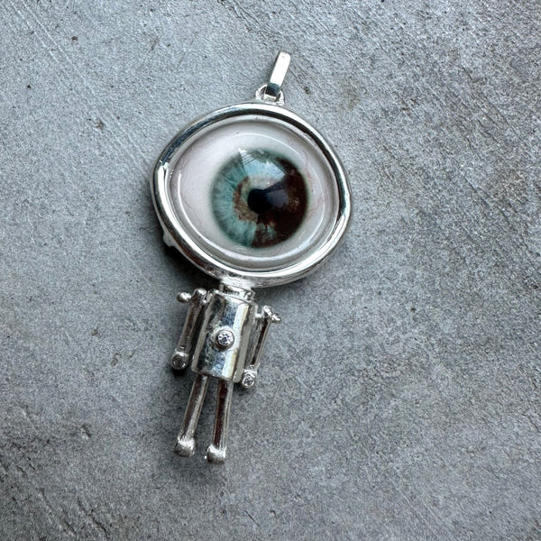 Silver blue and brown Eye Friend Pendant