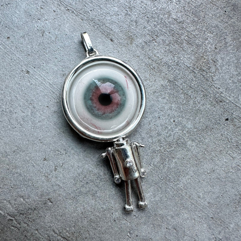 Silver pink and blue Eye Friend Pendant