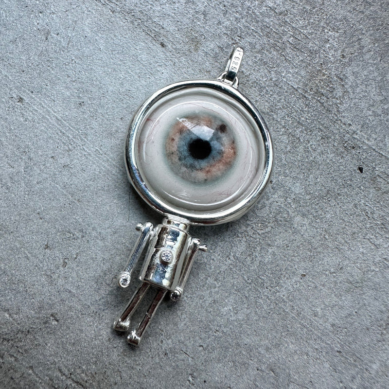 Silver light blue hazel Eye Friend Pendant