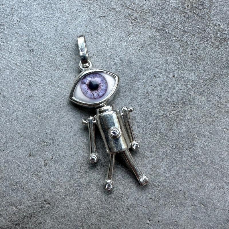 Mini Silver lavender Eye Friend Pendant