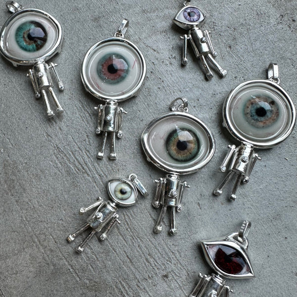 Silver blue and brown Eye Friend Pendant
