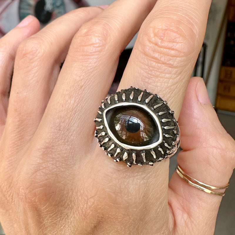 Sample Sale - Black Sunflower Eye ring
