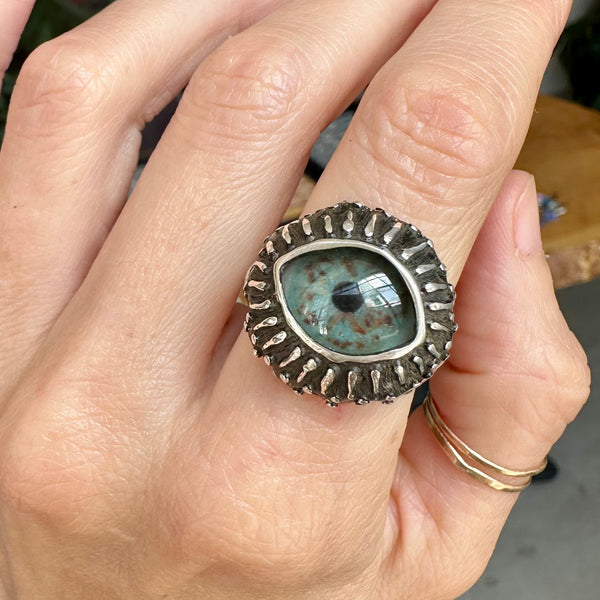 Sample Sale - Black Sunflower Eye ring