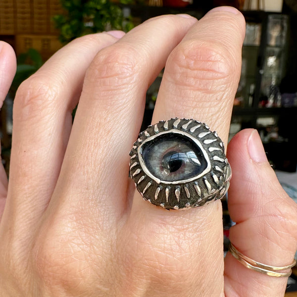 Sample Sale - Black Sunflower Eye ring