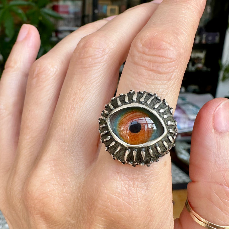Sample Sale - Black Sunflower Eye ring