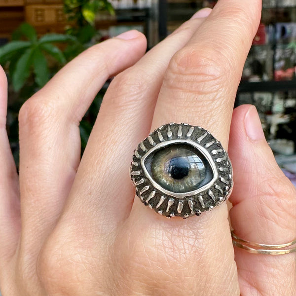 Sample Sale - Black Sunflower Eye ring