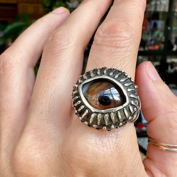 Sample Sale - Black Sunflower Eye ring